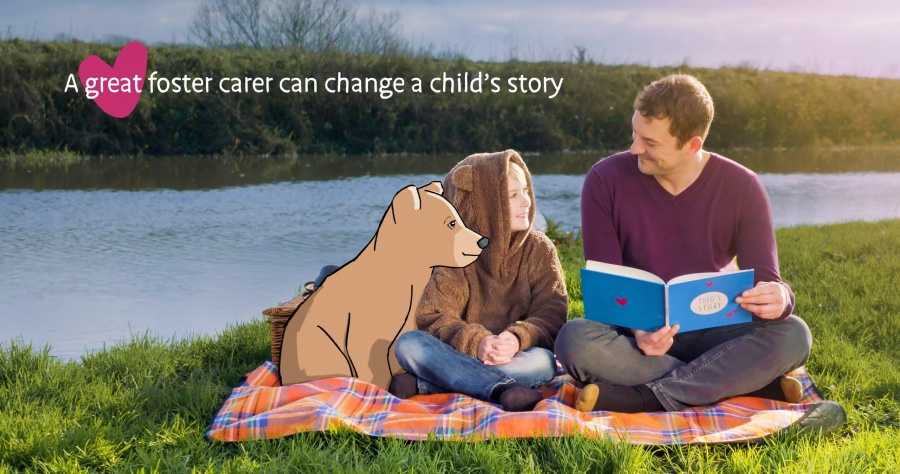 a great foster carer can change a child's story billboard advert for fostering in somerset