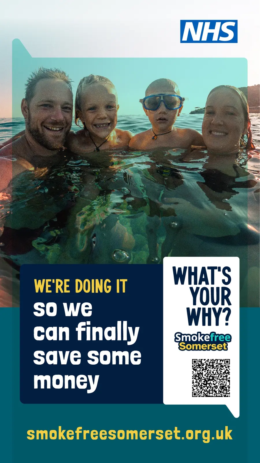SmokeFree Somerset D6 outdoor advert about saving money for a family