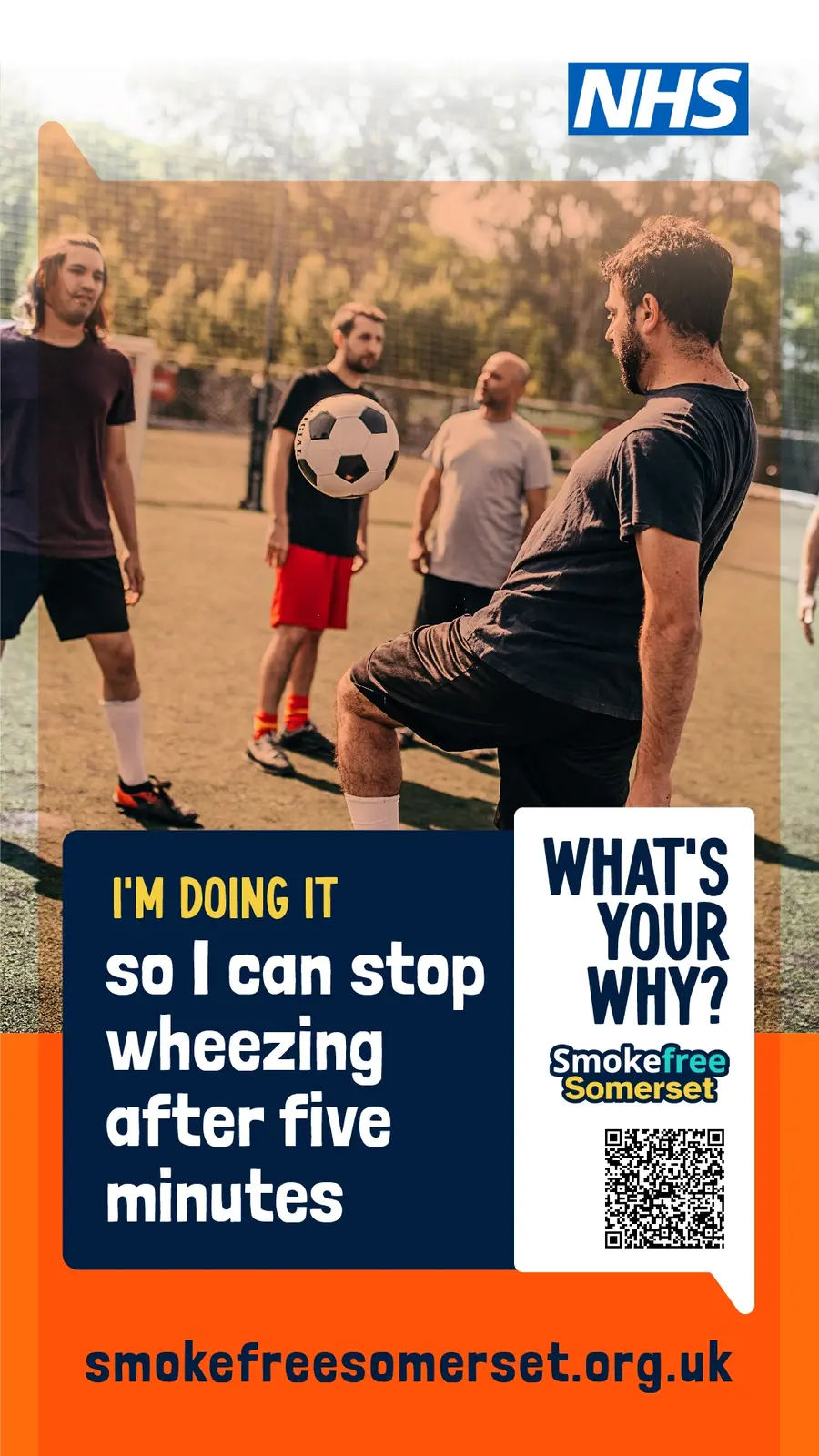 SmokeFree Somerset D6 outdoor advert about stopping wheezing after five minutes