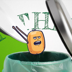 Animated food waste character dropping into a council food bin as part of a Somerset Council recycling advert